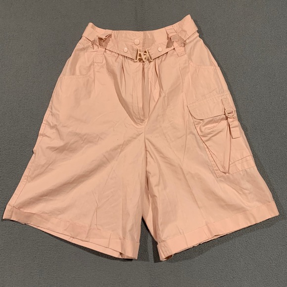 Chaus Pants - VTG Unique Chaus Pink High Waist Cargo Shorts Womens 10 Bermduda Belted 80s‎ 90s